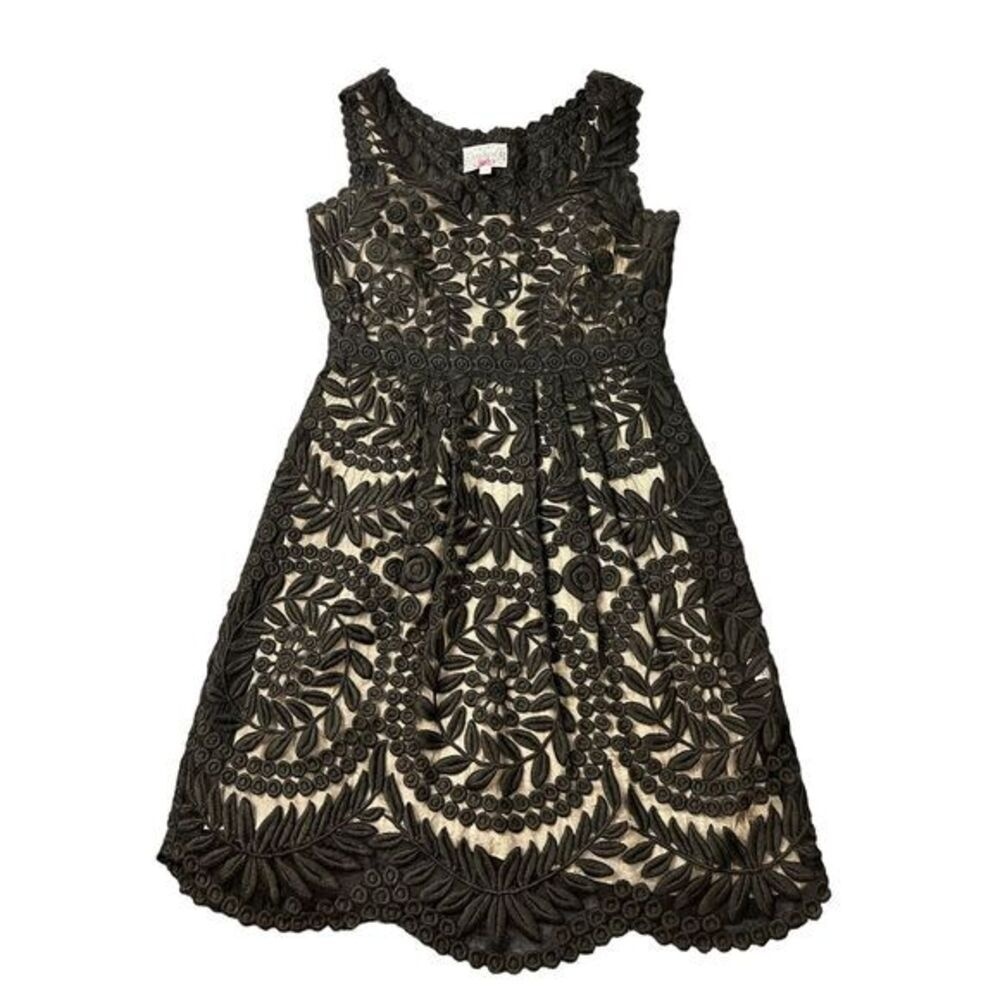 Yoana Baraschi Anthropologie Black Silk Veil Adler Lace‎ Dress Size 0